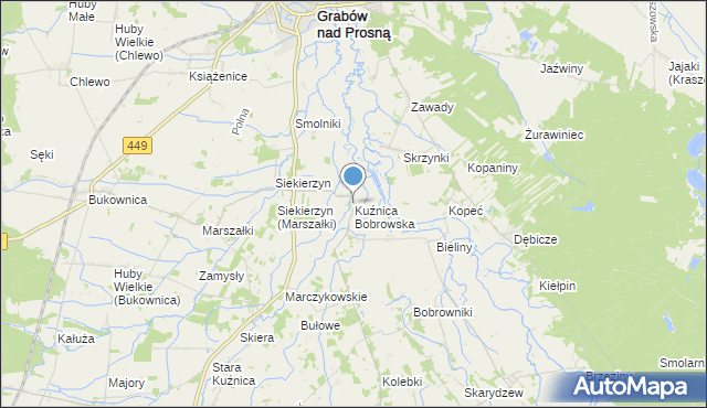 mapa Kuźnica Bobrowska, Kuźnica Bobrowska na mapie Targeo